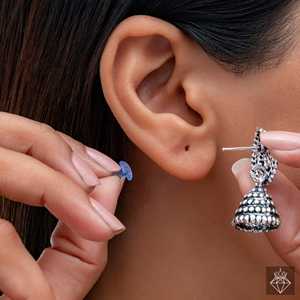 PRAO Artisan Oxidized Jhumka Pendientes colgantes Accesorio de declaración de moda - Product Image 3