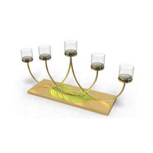 Modern Brass Candle Stand with Autumn Leaf Design for Home Decoration - Product Image 3
