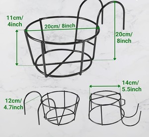 Support rond en métal pour pot de fleurs suspendu, support Gamla pour jardinières de balustrade, support de pot pour décoration de balcon extérieur, plante - Product Image 4