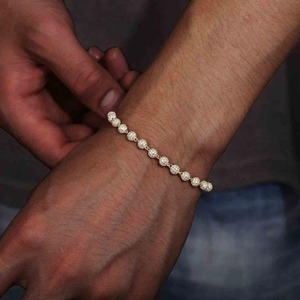 Stunning Designer Cross Shape <b>Infinity</b> Rhodium Plated Sterling Silver with Round Moissanite Cuban Link <b>Bracelet</b> - Product Image 2