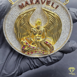 Pendentif Déesse Égyptienne Ailée Hip Hop Bling Iced Out en Diamant de Laboratoire VVS, Bijou Plaqué Argent Sterling 925 - Product Image 3