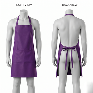 Mens Chef <b>Apron</b> 280 GSM Premium Poly Cotton Maroon Full Length Dual Front Pocket Custom Embroidery Print Logo Design - Product Image 3