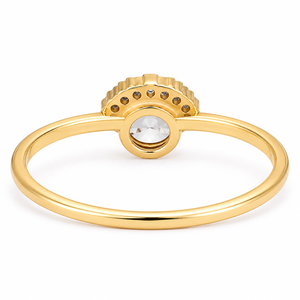 Anillo de San Valentín con Media Halo Chapado en Oro Amarillo, Moissanita Redonda con Engaste de Bisel de Diamantes, Joyería para Regalo de Cumpleaños - Product Image 3
