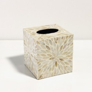 Boîte à mouchoirs de luxe en os incrusté faite à la main par REHMAN CRAFT Resin Works, design floral, base en bois MDF, porte-mouchoirs - Product Image 3