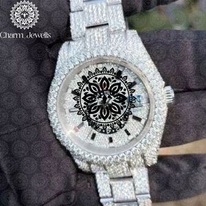 Montre de luxe pour femme Charm_Jewells, ronde, 38 mm, bracelet en acier inoxydable, cadran analogique à quartz, incrustée de cristaux, design tendance - Product Image 3