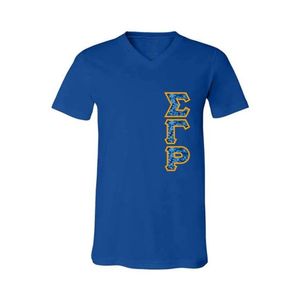 Camiseta Clásica de Manga Corta con Cuello en V para Mujer de la Hermandad Sigma Gamma Rho, con Letras Griegas, Cómoda, Informal y a la Moda, Venta al Por Mayor - Product Image 1