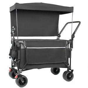 Carrito Plegable Multifuncional con Manija Giratoria, Toldo, Ruedas Todoterreno 7 x 4, Frenos y Alta Capacidad de Carga para Camping - Product Image 1