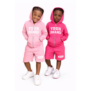 Conjunto de Sudadera con Capucha y Pantalones Cortos de Lujo para Niños, Logotipo Personalizado, Ropa de Verano de Algodón para Niños y Niñas, Estilo Urbano - Product Image 6