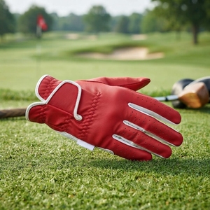 High Quality <b>Maximize</b> Wear Cabretta Leather Golf Gloves Full Finger Soft Grip Breathable Custom Red Men's OEM/ODM Manufacturer - Product Image 4