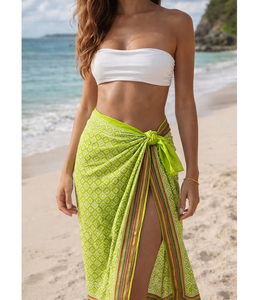 Handmade Wooden Block Print Sarongs & Pareos Lightweight Cotton Beachwear for Women Floral Leaf Bagru Scarf - Product Image 1