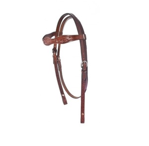 Cabezada, pechopetral y riendas de cuero marrón estilo western con adornos florales hechos a mano y herrajes de acero inoxidable, cómodos y duraderos LLT - Product Image 1