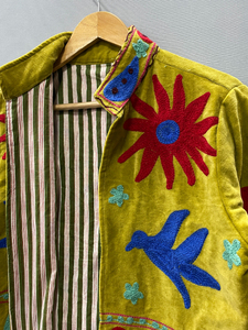 Chaqueta de Tela Suzani, Chaqueta de Terciopelo, Estilo Hippie, Chaqueta Bordada a Mano, Forro Interior de Algodón, Abrigo para Fiestas - Product Image 4