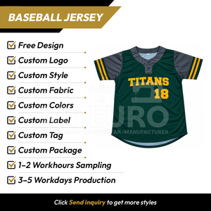 เสื้อเบสบอลแบบซับลิเมชั่นสั่งทำพิเศษ ทีมไททันส์ 18 สีเขียวเหลือง แขนสั้น ระบายเหงื่อ ป้องกันแบคทีเรีย คอวี สำหรับผู้ใหญ่ ทั้งชายและหญิง - Product Image 2