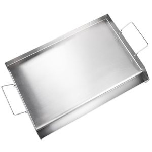 Piastra Rettangolare per Fornello in Acciaio Inox Pretrattato 23,5''x16'', Doppio Bruciatore, Padella Familiare Antiaderente Ovale per Uso Domestico - Product Image 1