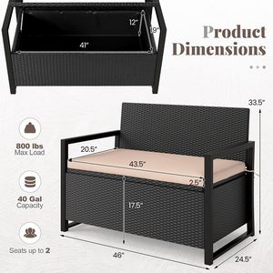 Panca da Esterno con Contenitore Integrato in Vimini, Divanetto per Patio - Product Image 5