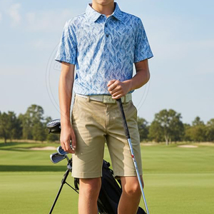 Camisetas de golf para jóvenes a precio económico, con tejido de punto suave, cierre de botones, manga corta y corte versátil. - Product Image 5