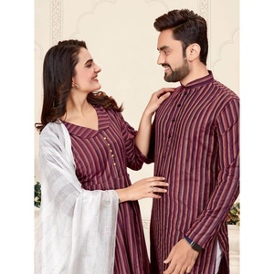 PAREJA JACQUARD DE LINO ALGODÓN A LA MODA TIRA GRANATE - Product Image 1