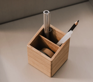 Porte-stylos en bois massif naturel, organisateur de bureau, conteneur de rangement pour bureau et table d'étude, design moderne - Product Image 6