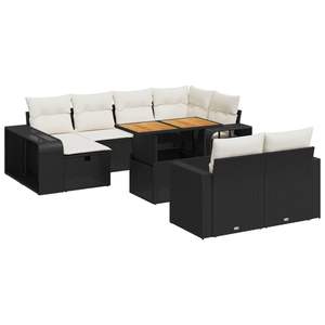 Ensemble de canapés de jardin avec accoudoirs réglables, grand modèle en rotin PE noir, mobilier de jardin spacieux avec sièges confortables - Product Image 2