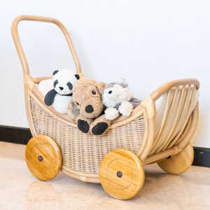 Tendance, cadeaux uniques pour enfants, jouets écologiques, fabriqué à la main, en rotin, chariot de poupée, poussettes naturelles pour poupées - Product Image 4