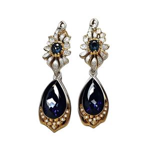 Vente en gros de bijoux en argent 925 pour femmes, boucles d'oreilles pendantes en zircone blanche bleu hydro - Product Image 1