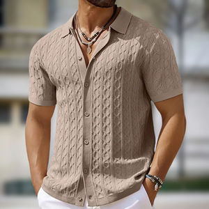 Nouveaux polos jacquard respirants pour hommes, manches courtes, texture tricotée légère, chemises de golf en tricot, meilleure qualité à bon prix - Product Image 3
