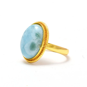 แหวนพลอยลาริมาร์ชุบทอง แหวนเงินแท้ 925 - Product Image 3