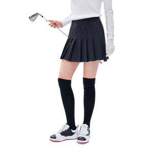 Vente en gros de jupes mini plissées pour femmes grandes tailles avec poches, couleur unie, style décontracté d'été, noir - Product Image 2