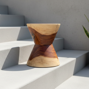 Han Durable Modern Solid Teak Wood <b>Stool</b> with Eco-Friendly Natural Finish for Apartment Lounge and Commercial Interior - Product Image 5