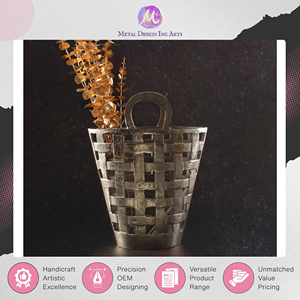 Nuevo Jarrón de Flores de Aluminio con Diseño de Cuadros Plateados, en Forma de Cesta, de Calidad Excepcional, el Más Vendido - Product Image 3