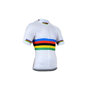 Ensemble maillot et short de cyclisme blancs avec rayures arc-en-ciel pour hommes - Product Image 3