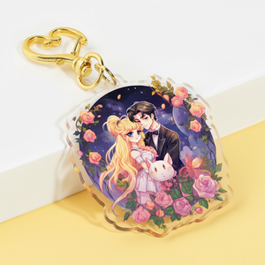 High Quality Transparent Acrylic Custom Cartoon Anime Character Shape Keychain Phone Charm Transparent Cute Acrylic Keychain
