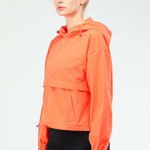 Hot Selling Women's Solid Color Windbreaker Hooded <b>Jackets</b> New Fashion Long Sleeve Cropped <b>Zip</b>-<b>Up</b> Casual Outdoor Sports <b>Jacket</b> - Product Image 6