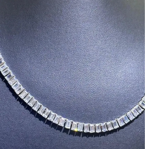 Collar de tenis de lujo con moissanita y diamantes VVS, estilo hip hop, cadena de oro blanco brillante - Product Image 2