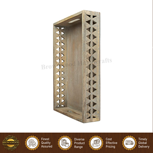 Bandeja de Servir Rectangular de Madera Natural de Alta Calidad, Hecha a Mano, con Acabado en Color Madera y Asas Talladas, para Compradores Mayoristas - Product Image 2
