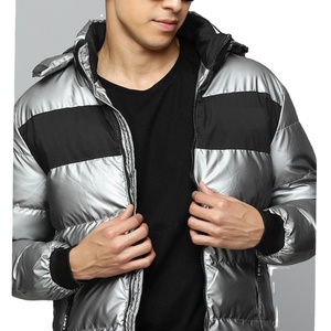 05% <b>Top</b> Selling Sliver Shiny Hooded Coated Waterproof Windproof <b>Bubble</b> Softshell Puffer Jacket Fully Customized - Product Image 3