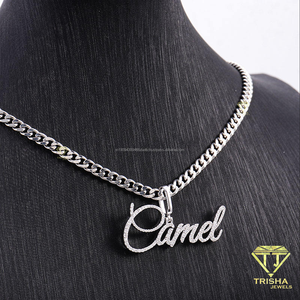 Colgante Personalizado con Nombre Carmel de Diamante Moissanita al por Mayor con Diseño de Letras Iced Out, Cadena en Tono Plata y Calidad Premium - Product Image 4