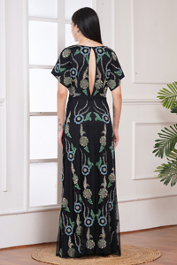 Vestido Largo Maxi de Malla Bordada de Alta Calidad para Fiesta de Noche en el Medio Oriente - Product Image 2