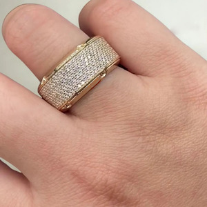 Wide Pave Moissanite Cluster <b>Ring</b> 925 Sterling <b>Silver</b> Rhodium Plated Hip Hop Style Statement Wedding Anniversary Gift for <b>Men</b> - Product Image 2