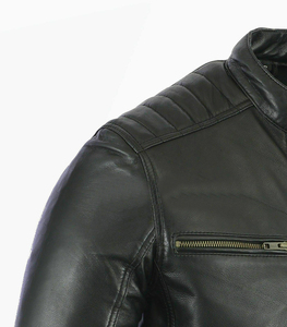 Custom Men's Finished Black <b>Real</b> <b>Leather</b> Windproof Breathable Eco-Friendly Winter <b>Jacket</b> - Product Image 4