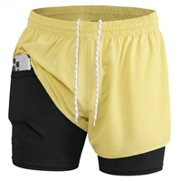 Shorts de sport respirants 2-en-1 pour hommes, séchage rapide, en Spandex, pour la course, le jogging, le fitness, le cyclisme et l'entraînement, idéal pour le surf
