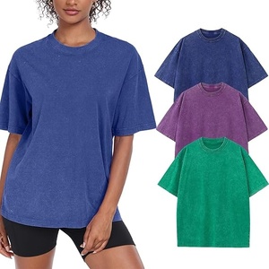 Streetwear Short Sleeves T-shirt Femme 230gsm 100%cotton Heavy Wash Vintage Oversized <b>Down</b> Shoulder t Shirt for Women - Product Image 3