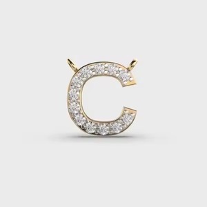 C Letter Moissanite Charm 925 Silver Gold Plated Round Brilliant Cut Pave Setting Unisex Luxury Style Everyday Wear - Product Image 1