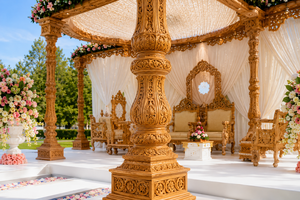 Elegant <b>Princess</b> Wedding Bollywood Mandap Imperial Wood Carved Wedding Mandap Outdoor Indian Wedding Avni Mandap Setup - Product Image 6