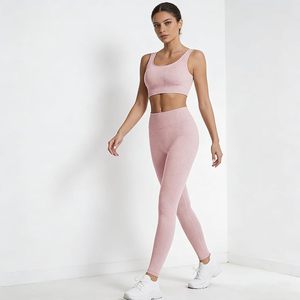 Women Seamless Tummy <b>Control</b> <b>Leggings</b> with Padded Performance Sports Bra Set - Product Image 1