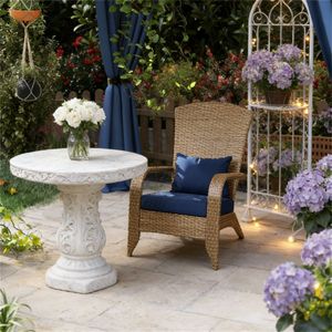 Sedia da terrazza e da giardino blu scuro con schienale - Product Image 1