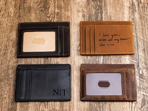 Genuine Leather Custom Logo <b>Card</b> Holder Slim RFID Blocking <b>Men</b> Women Credit <b>Card</b> Case Small Business <b>Wallet</b> LCH-0152 - Product Image 4