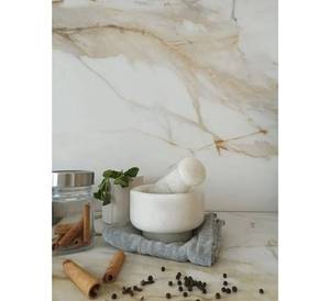 Ensemble de mortier et pilon en marbre poli de qualité supérieure pierre durable avec un beau motif mélange parfait de fonctionnalité esthétique - Product Image 2