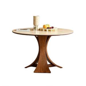 Daystar Trade Modern <b>Coffee</b> <b>Table</b> Curved Pedestal <b>Legs</b> Solid Wood Rock Board Finish Elegant Living Room Furniture <b>for</b> Cafe Use - Product Image 3