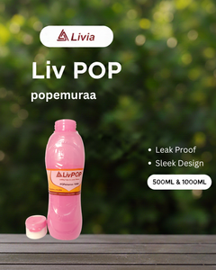 ขวดน้ำพรีเมียม Popemuraa ขนาด 1000 มล. ความจุเยอะ ป้องกันการรั่วซึม เป็นมิตรกับสิ่งแวดล้อม ปลอดสาร BPA ผลิตจากพลาสติก PP เกรดอาหาร รูปทรงโค้งมน - Product Image 2